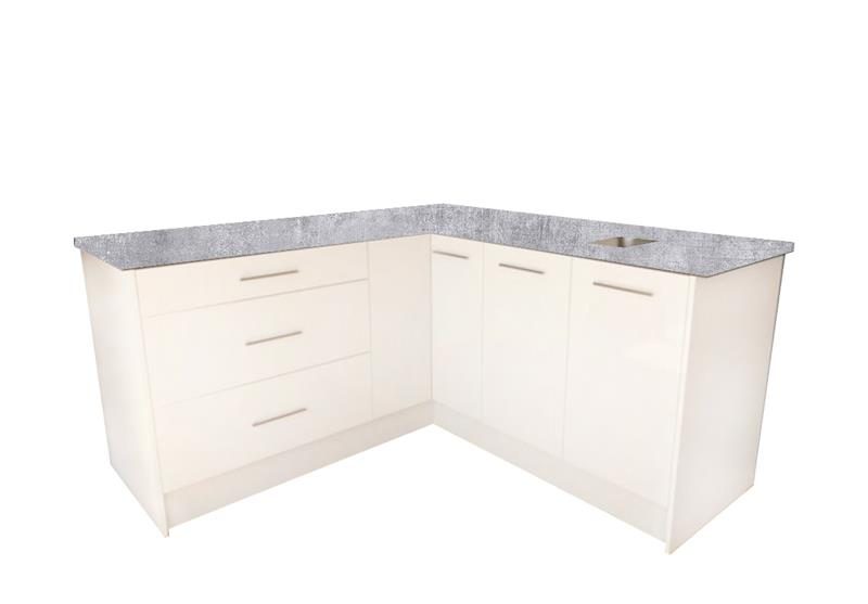 High Gloss White L-shape Kitchenette Carousel 1