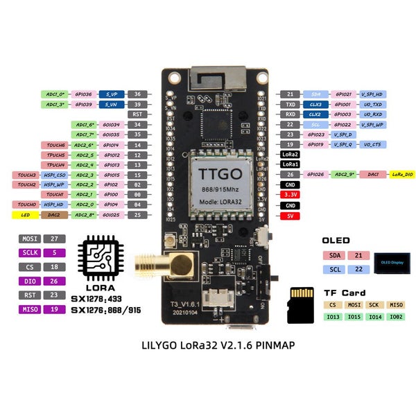 LILYGO(R) TTGO LoRa32 V2.1_1.6 Version 433/868/915Mhz ESP32 LoRa OLED 0.96 In... Carousel 6