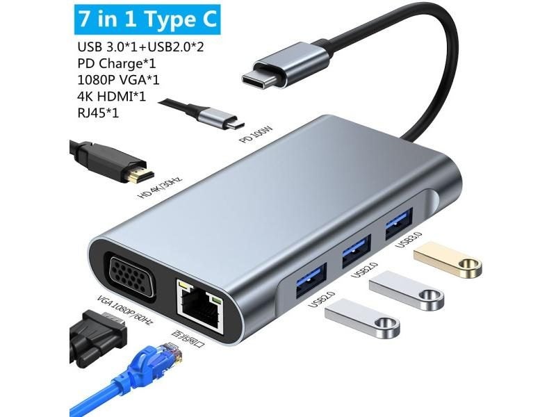 8/11/12-in-1 Type C Dock USB C Hub 3.0 Splitter Multiport Adapter 4K HDMI RJ45 Carousel 1