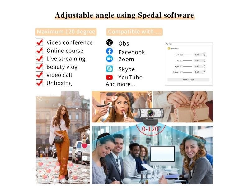 Spedal C920 Pro 120° Wide Angle 1080P Webcam Tripod USB Software Control Mac Carousel 1