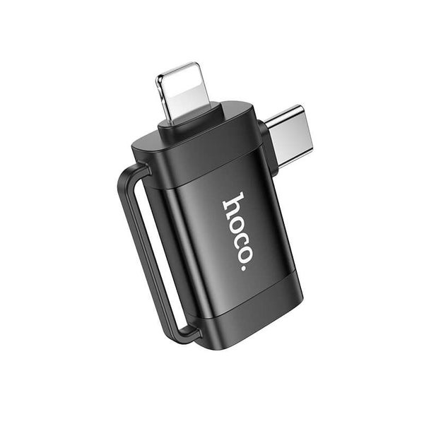 hoco. 2-in-1 Portable Mini Adapter Lightning & Type-C to USB-A OTG Carousel 1
