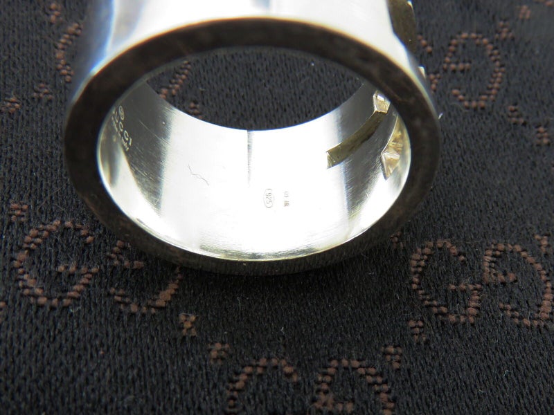 GUCCI Sterling Silver Stencil G Logo Wide Band Ring Size 5.75 Carousel 4