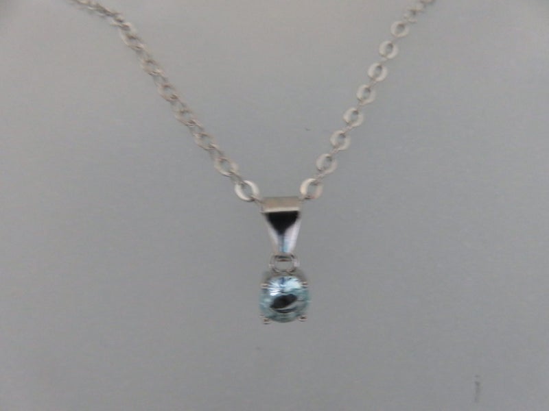 PALE BLUE AQUAMARINE colour Crystal Pendant on Silvertone Chain - NEW! Carousel 2