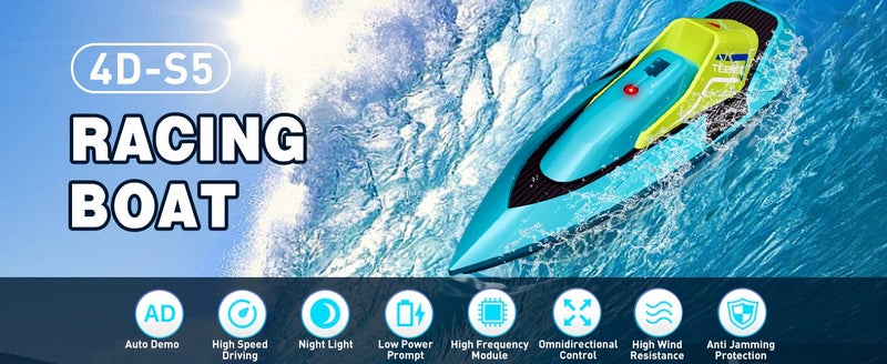 RC Mini Boat with LED Light,2.4Ghz Full Proportional Remote Control Boat Carousel 1