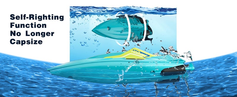 RC Mini Boat with LED Light,2.4Ghz Full Proportional Remote Control Boat Carousel 2