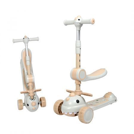 BoPeep Foldable Kids Scooter Flip-able Seat Beige Carousel 1