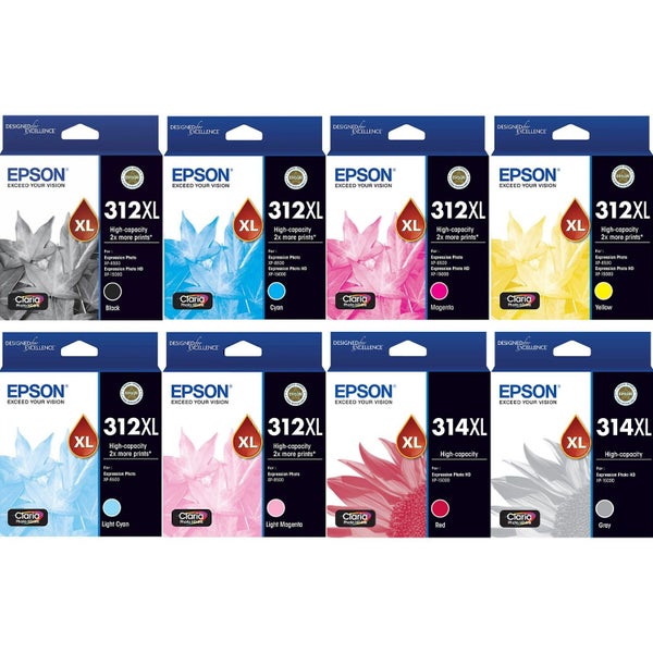 Epson 312XL 314XL Claria 8 Ink Cartridge Value Pack Genuine Original Black Cy... Carousel 1