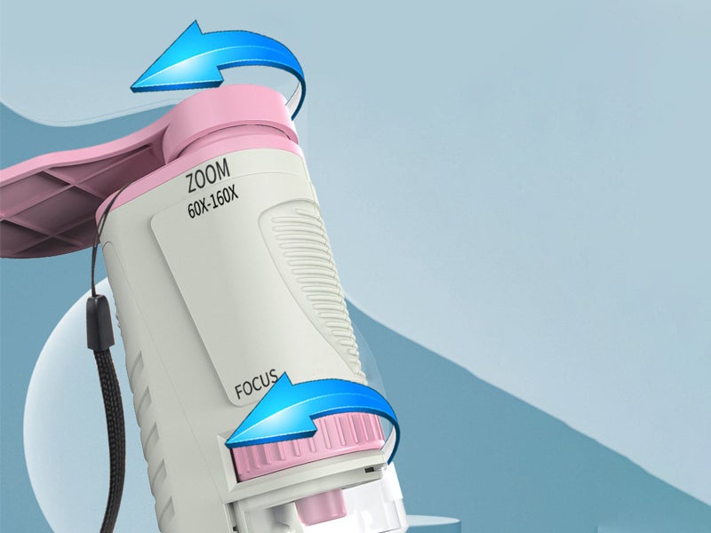 Pocket Microscope Set Science Experiment Toy 60X-160X Handheld Microscope Pink Carousel 2