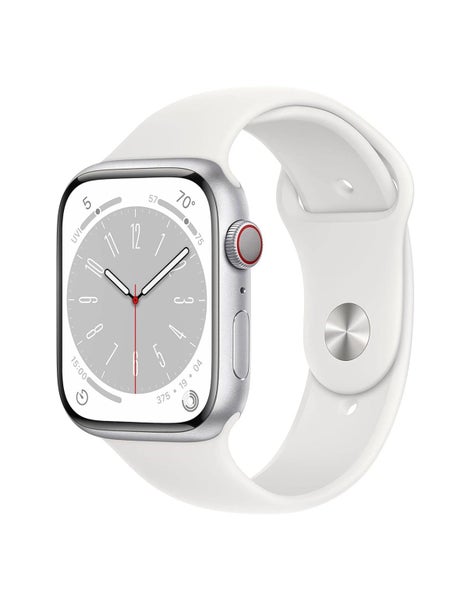 Apple Watch Series 8 45mm GPS Silver Aluminum Case White Sport Band A2771 (Br... Carousel 1