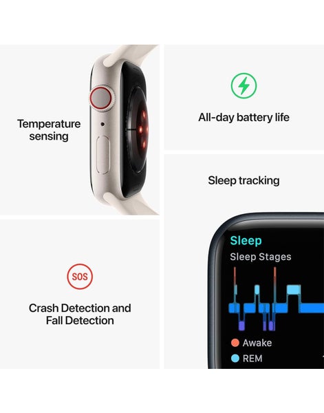 Apple Watch Series 8 45mm GPS Silver Aluminum Case White Sport Band A2771 (Br... Carousel 4