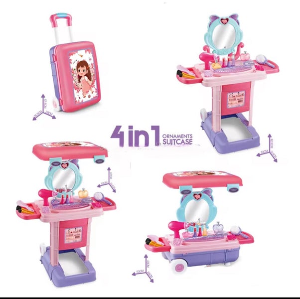 4-in-1 Kids Pretend Makeup Vanity Set – Suitcase Play Set (3+) Carousel 2