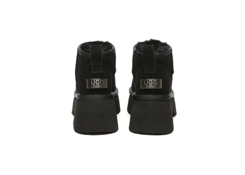 UGG EVERAU(R) UGG Boots Sheepskin Wool Ankle Chunky Platform Ariel Carousel 18