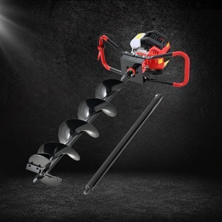 Giantz 65CC Post Hole Digger 200mm Petrol Drill Auger Extension Bits Carousel 7