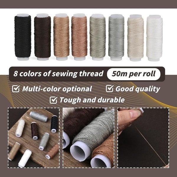 1 set Upholstery Kit Set Awl Leather Hand Stitcher Repair Set Heavy Duty Thre... Carousel 2