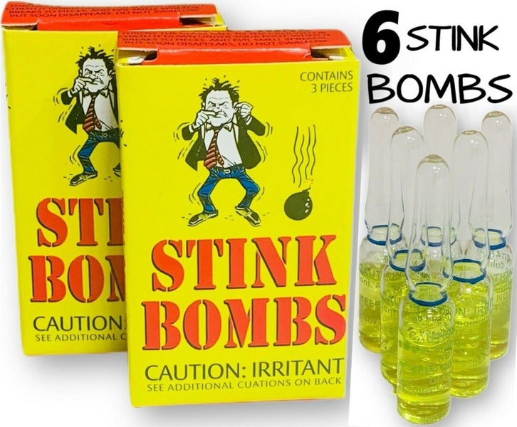 6 STINK BOMBS Glass Vials SMELLY NASTY Ass Fart Gas Liquid Gag Gift Prank Carousel 1