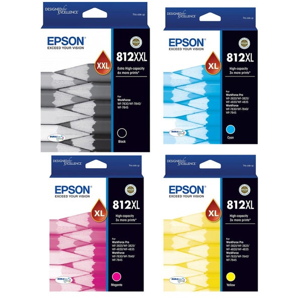 Epson 812XXL 812XL High Capacity 4 Ink Cartridge Toner Value Pack Genuine Ori... Carousel 1