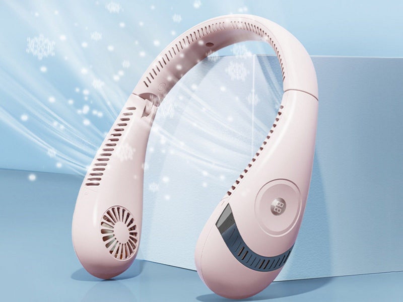 Portable Neck Fan Mini Bladeless Foldable Neck Fan 360 Degree Cooling Fan Pink Carousel 6