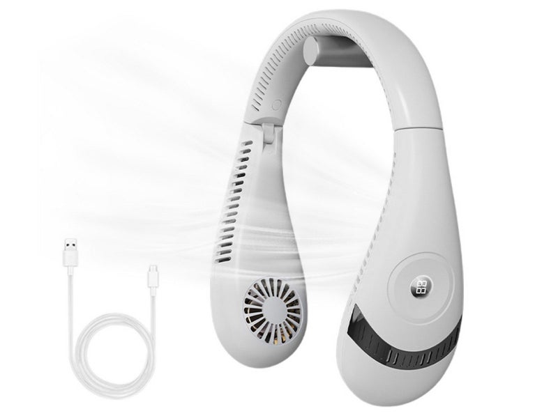 Portable Neck Fan Mini Bladeless Foldable Neck Fan 360 Degree Cooling Fan White Carousel 1