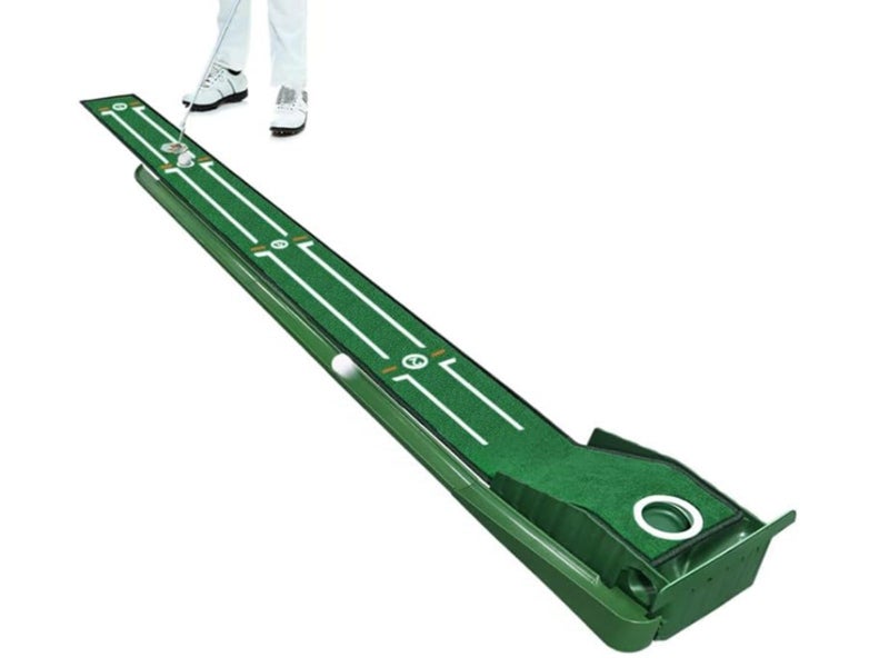 2.6m Auto-Return Golf Train Aid Practice Putting Mat Indoor Putter Trainer Mat Carousel 1