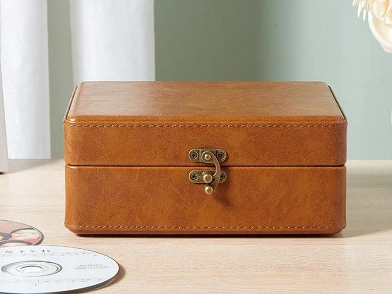 Retro Suitcase CD Player Bluetooth Vintage Desktop CD Player with Speaker Brown Carousel 2
