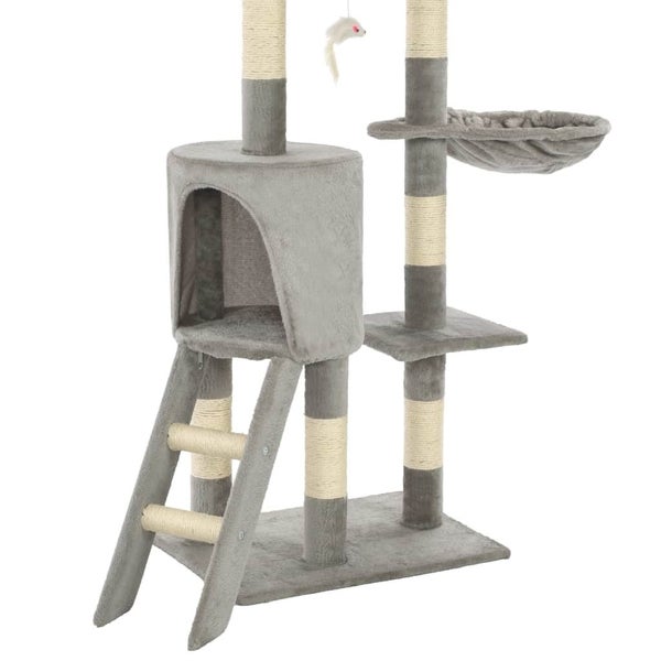 vidaXL Cat Tree with Sisal Scratching Posts 138 cm Grey Carousel 8