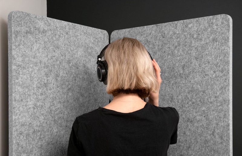 Grey Marl Portable Acoustic Screens 1800mm High (Gobo) Carousel 1