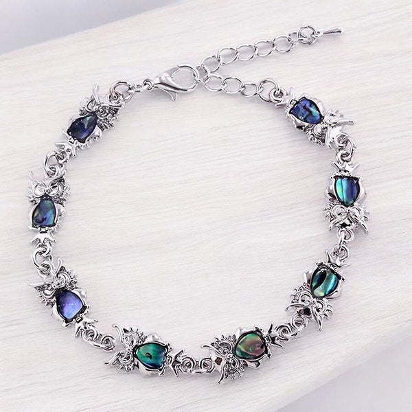 Tropicana Pueo Owl Bracelet - Abalone, Paua, Shell, Green, Blue, Summer, Bird... Carousel 1