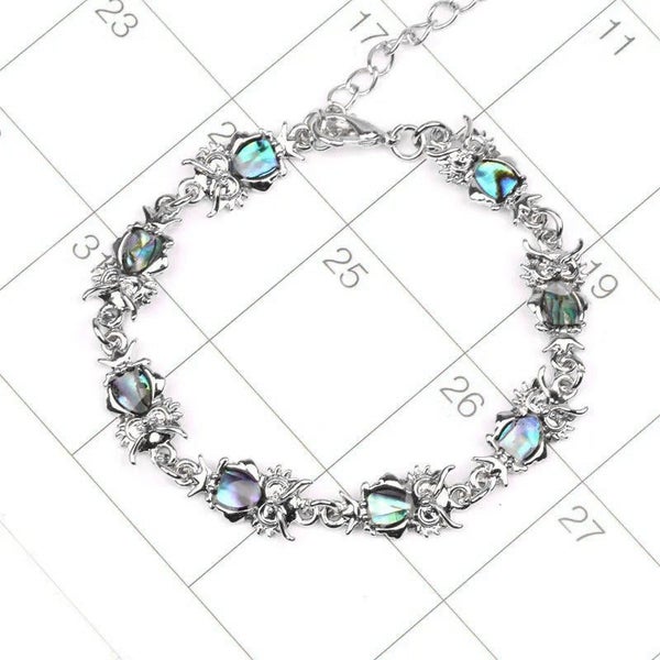 Tropicana Pueo Owl Bracelet - Abalone, Paua, Shell, Green, Blue, Summer, Bird... Carousel 2