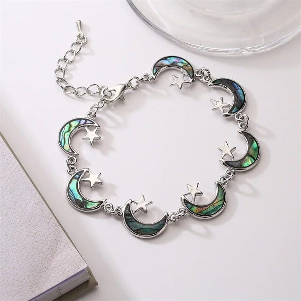 Tropicana Hoku Mahina Star & Moon Bracelet - Abalone, Paua, Shell, Green, Blu... Carousel 1