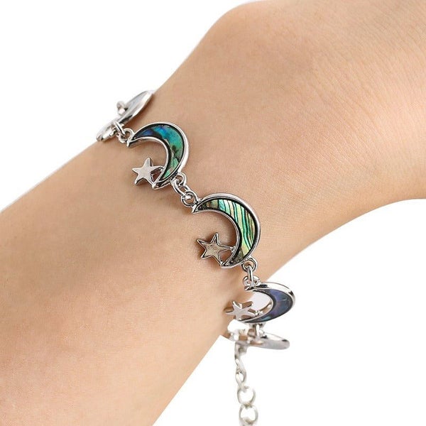 Tropicana Hoku Mahina Star & Moon Bracelet - Abalone, Paua, Shell, Green, Blu... Carousel 2