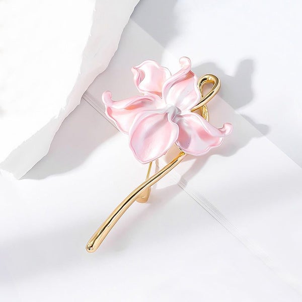 Gwendolyn Lotus Enamel Brooch - Pastel Pink, Purple, Soft Colours, Pastels, S... Carousel 2