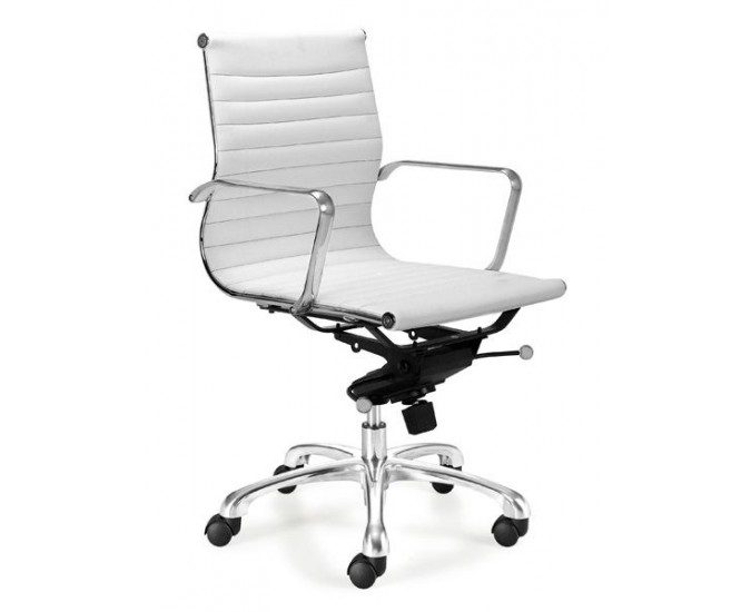Eames style Leather Office CHAIR ( White) Carousel 1