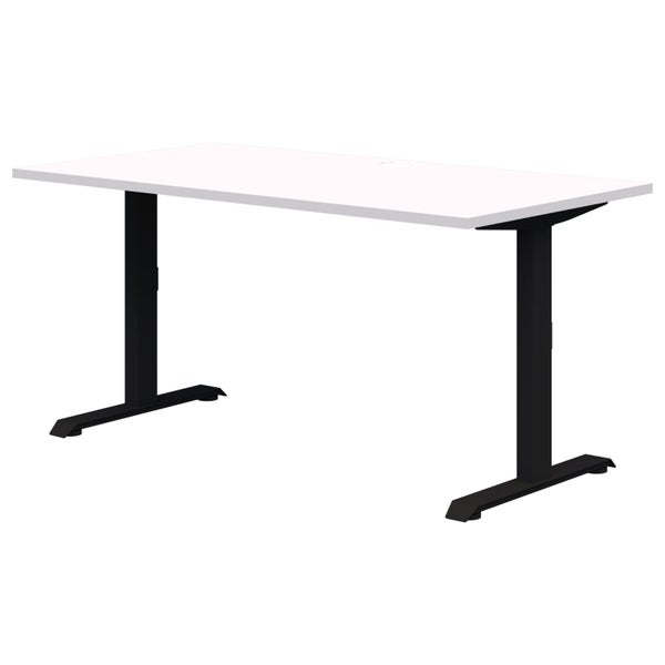 Rapid Fixed Height Desk, Snow Velvet/Black, 1500mm x 800mm Carousel 1