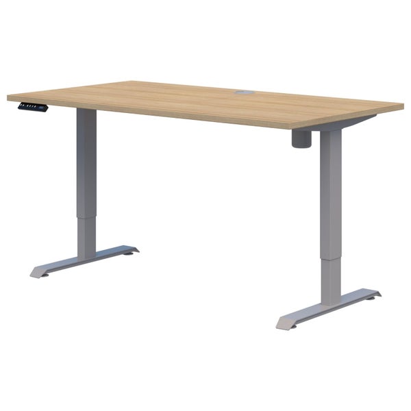 Rapid Electric Desk, Classic Oak/Silver, 1200mm x 700mm Carousel 1