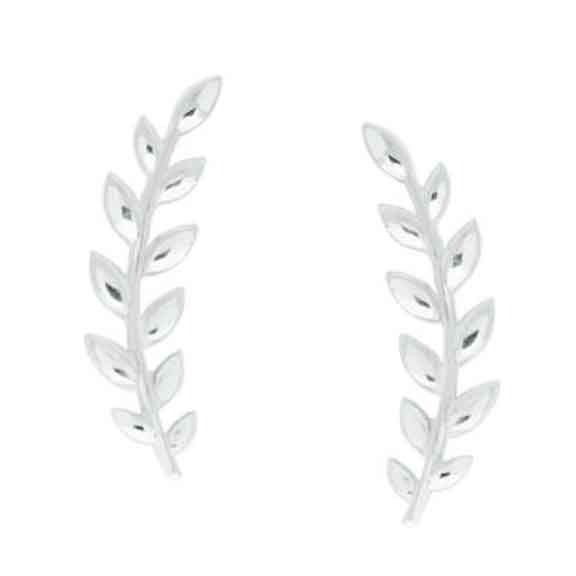 Silver Leaf Crawler Earrings "Dina" Carousel 1