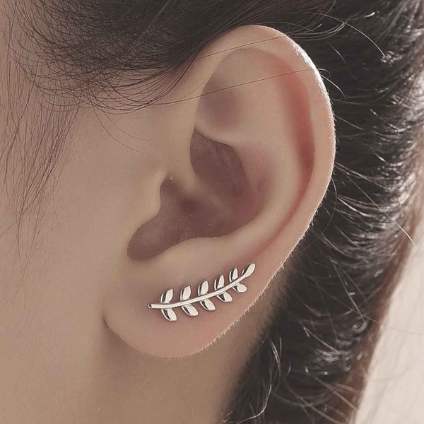 Silver Leaf Crawler Earrings "Dina" Carousel 2