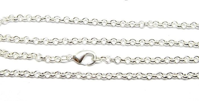 A BRIGHT SILVER SOLDERED CHAIN NECKLACE - 45 cm - COMBINE SHIPPING Carousel 1