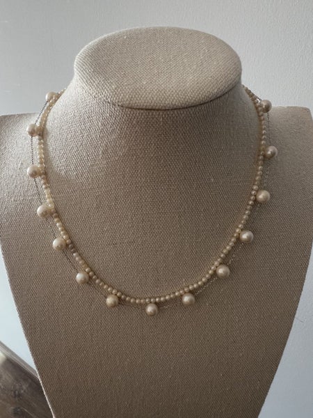 Akoya pearl station Necklace set with match Bracelet Carousel 11