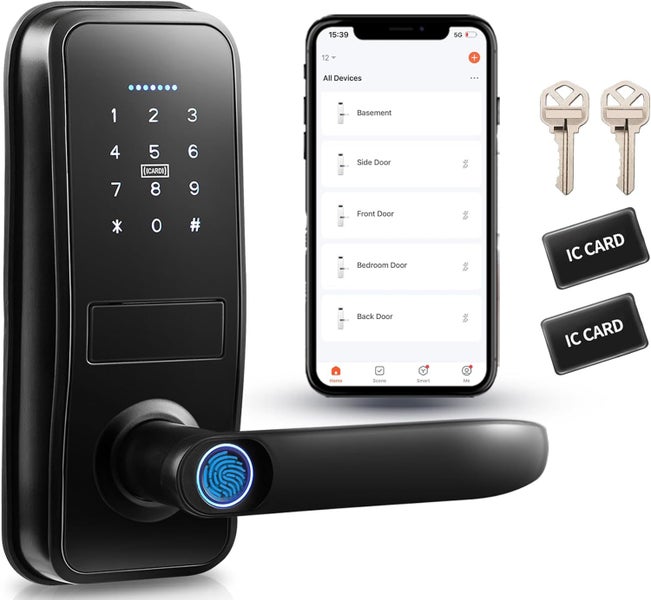 Pre-Order. 5-in-1 Smart door lock: APP, Fingerprint, Keypad, IC Card, Key Carousel 1