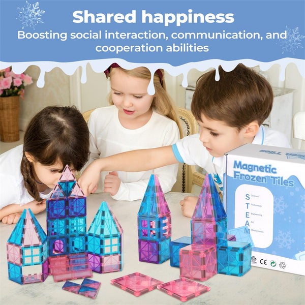 Bopeep Magnetic Tiles Blocks Frozen Toys Building Play for Kids STEM 120PCS Carousel 2
