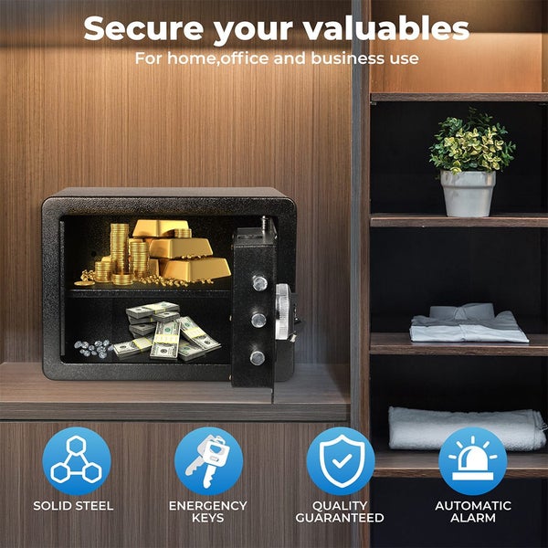 13.8L Digital Security Safe Box Fingerprint Key Lock Cash Lock Home Office Carousel 2