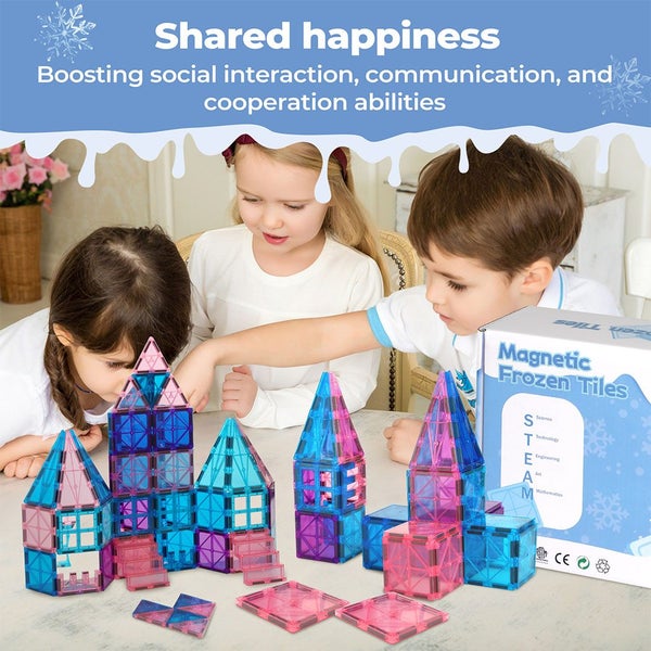 Bopeep Magnetic Tiles Blocks Frozen Toys Building Play for Kids STEM 100PCS Carousel 2