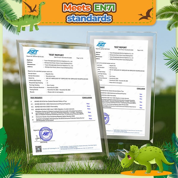 Bopeep Magnetic Tiles Blocks Dinosaur Toys Building Play for Kids STEM 60Pcs Carousel 9