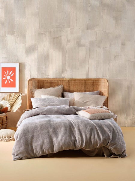 Linen House Galicia Quilt Cover Set (Blue/Sand) - King Carousel 1