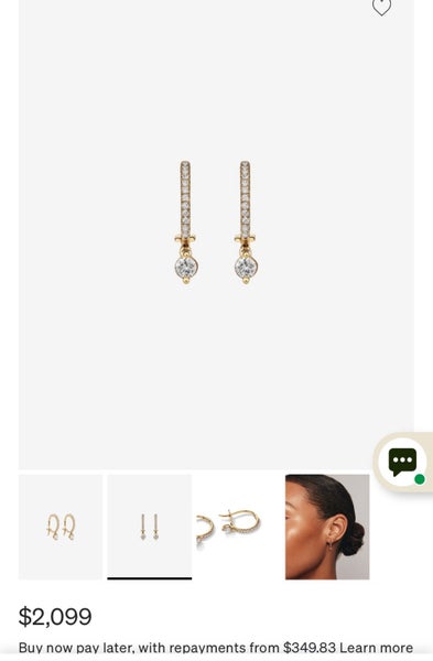 Beautiful 18KT .37TDW single drop diamond earrings Carousel 2