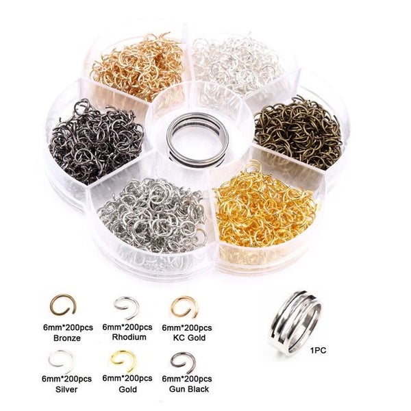 One Set Round Box 6 Colours 1200 Jump Rings with Adjuster Ring Carousel 1