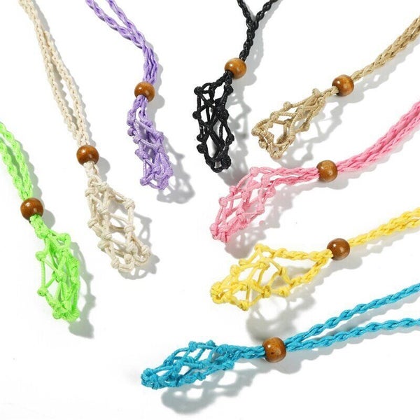 Empty Crystal Stone Holder Woven Necklace Rope Cord Pendant Net DIY Jewelry Carousel 1