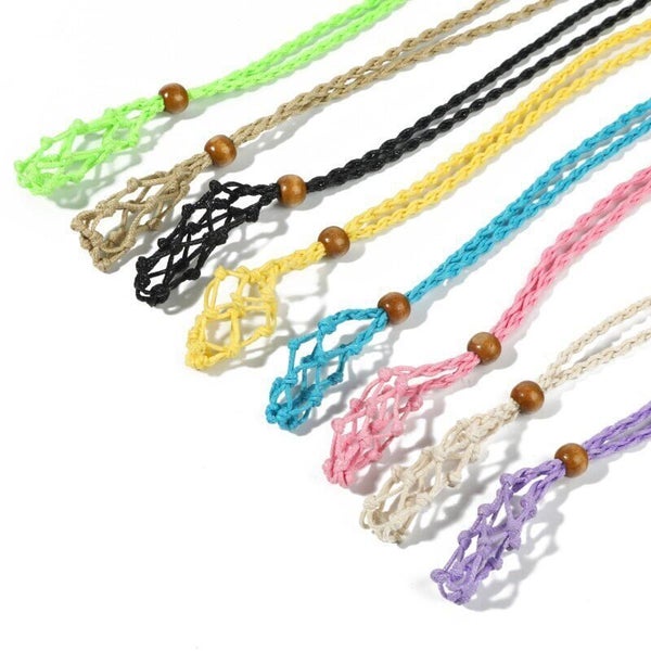 Empty Crystal Stone Holder Woven Necklace Rope Cord Pendant Net DIY Jewelry Carousel 2