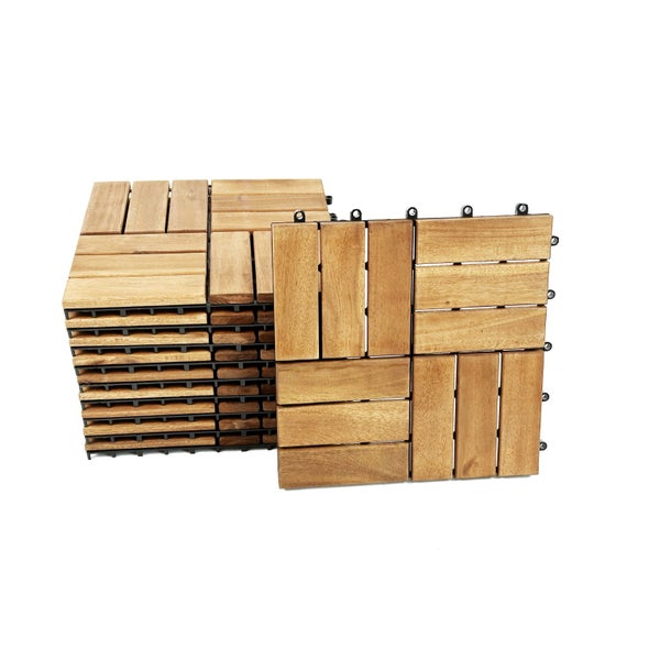 Acacia Hardwood Deck Tile 300x300x24 - pack of 10 Carousel 1