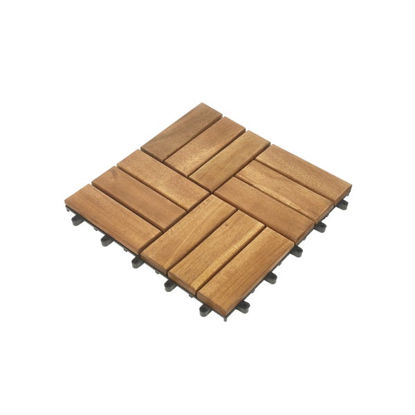 Acacia Hardwood Deck Tile 300x300x24 - pack of 10 Carousel 2